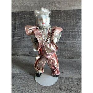 Vintage Clown Jester Doll W Porcelain Face Hands And Feet 257a